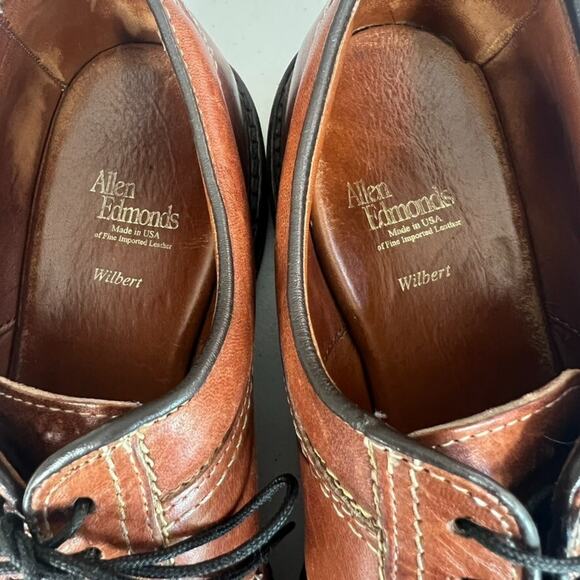 Allen Edmonds Shoes Mens 10 D Wilbert Split Toe Oxfords Brown Leather - Picture 5 of 11